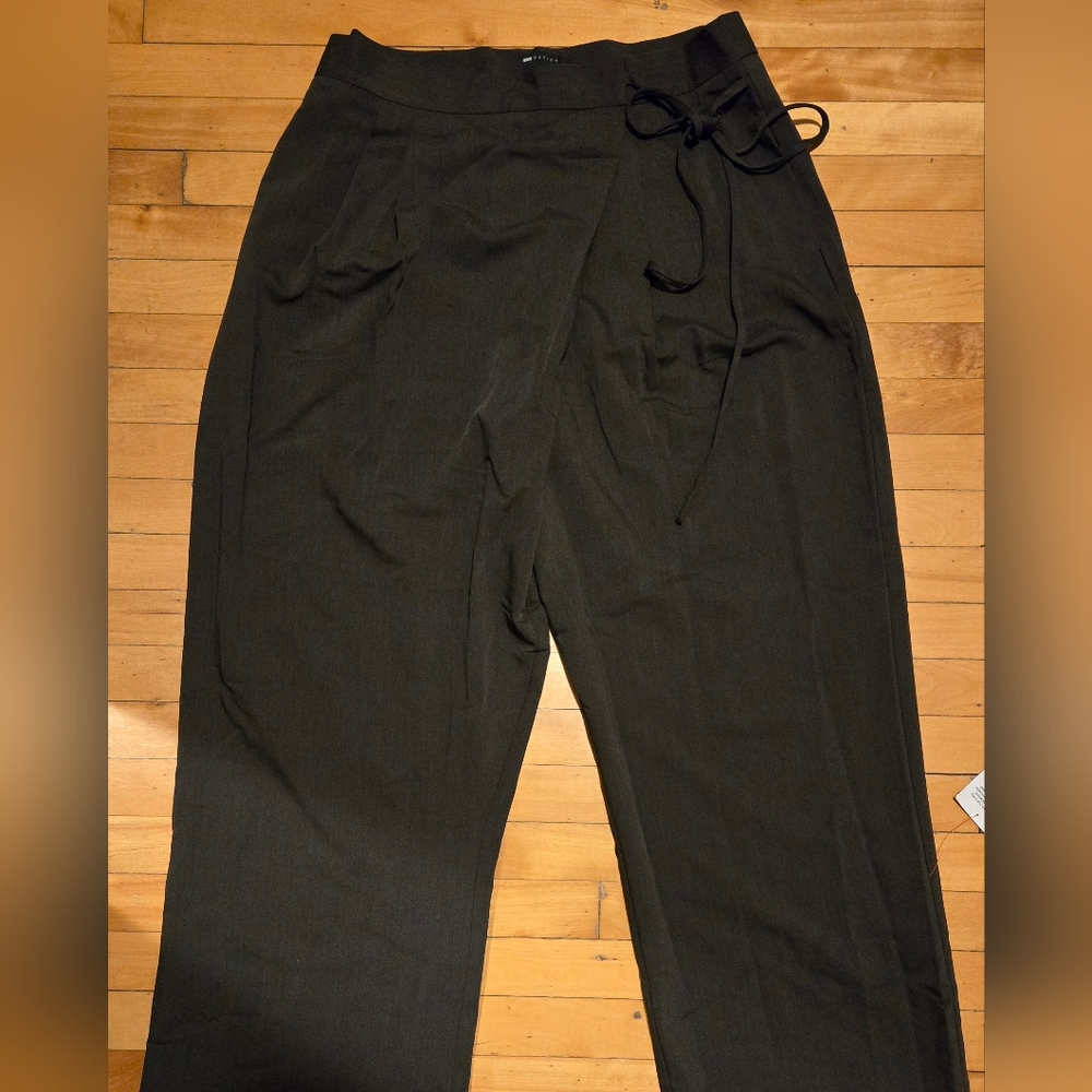 ASOS Curve Wide Leg Pants in Dark Olive